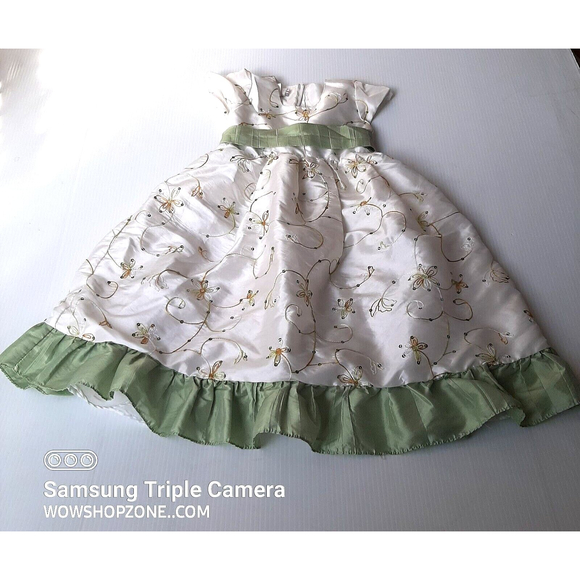 Vintage Tip Top USA Kids Girls 6 Dress Ivy Sage 9202 Embroidered Sequins Ruffles - Picture 5 of 10